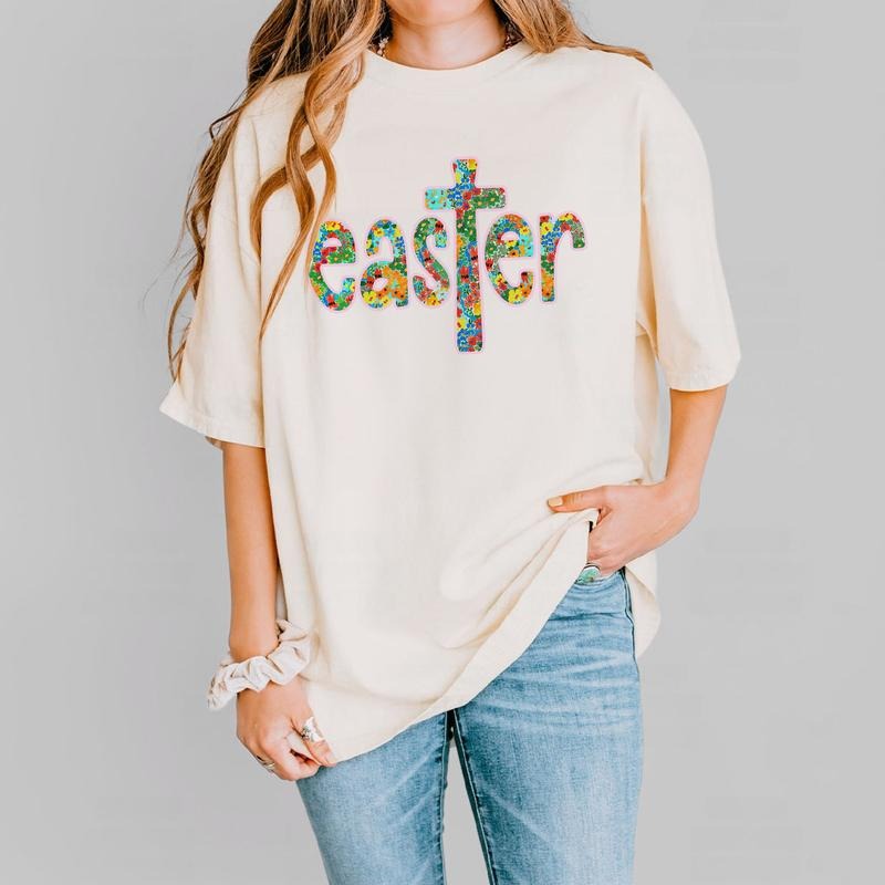 Easter Cross Christian Shirt, Floral Faith Tee, Spring Religious Sweatshirt for Women, Inspirational Easter Outfit