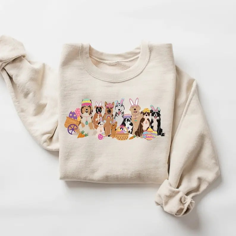 Easter Dogs Sweatshirt, Easter Dogs Sweatshirt, Dog Lover Sweater, Easter Dogs Gift, Cute Gift for Dog Lover, Dog Mom Shirt, Easter Graphic
