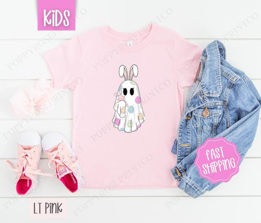 Easter Ghost Kids Shirt - Easter Children's Tshirt - Cute Youth Tee Gildan