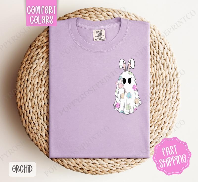 Easter Ghost Shirt Comfort Colors, Women's Easter Tee, Cute Women's Tshirt