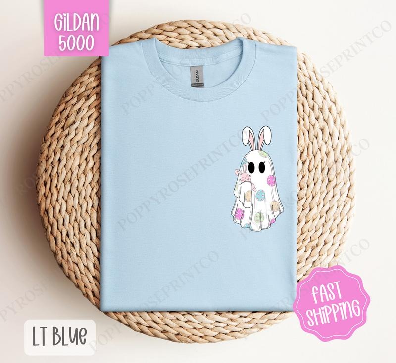 Easter Ghost Shirt Gildan, Women's Tee, Cute Easter Women's Tshirt Plus Sizes