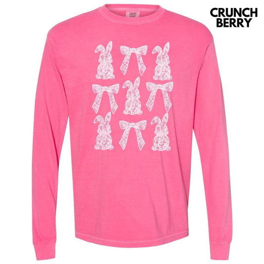 Easter Lace Coquette Long Sleeve Comfort Colors T-Shirt Hoodie, Sweatshirt | WearSparks.com