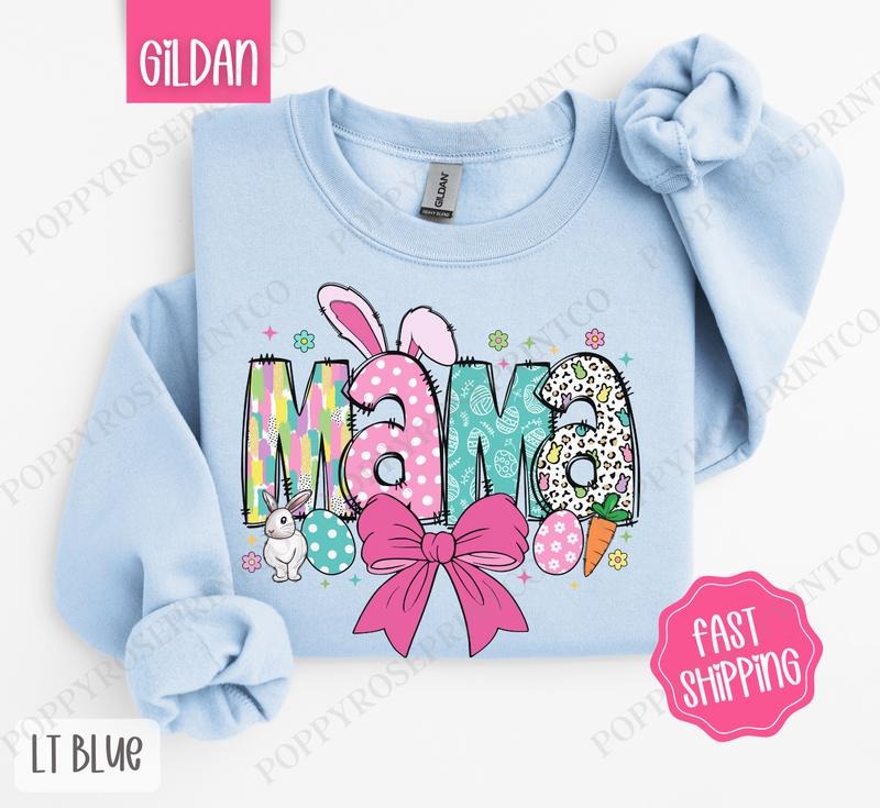 Easter Mama Sweatshirt, Cute Easter Crewneck, Trendy Mom Women's Sweater, Gift for Her