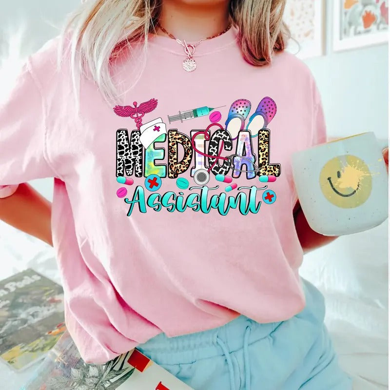 Easter Medical Assistant Shirt - Cute Stethoscope & Pill MA Tee - Healthcare Worker T-Shirt