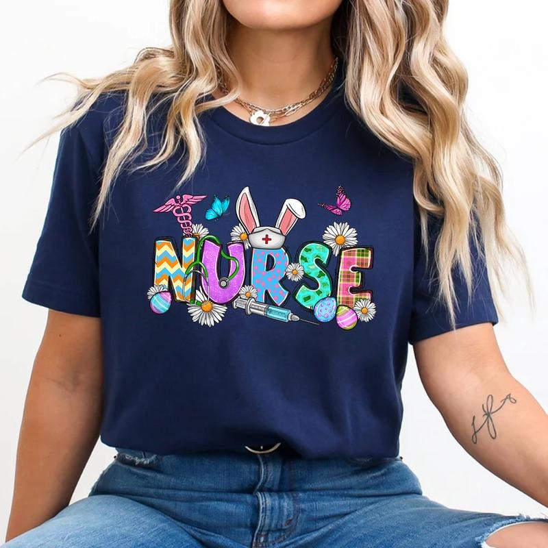 Easter Nurse Shirt - Cute Bunny & Egg Design for Nurses