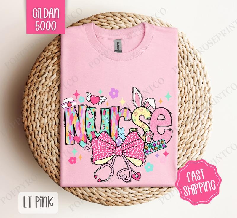 Easter Nurse Shirt Gildan, Cute Holiday RN Tee, Trendy Easter Women's Tshirt Plus Sizes, Gift for Nurse