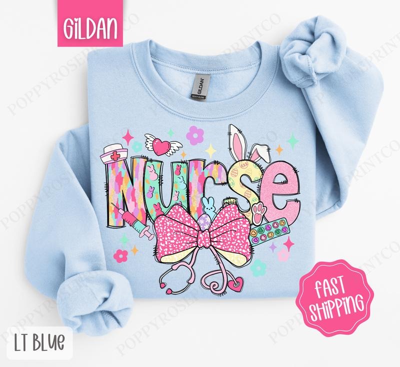 Easter Nurse Sweatshirt, Holiday RN Crewneck, Trendy Easter Women's Sweater, Gift for Nurse