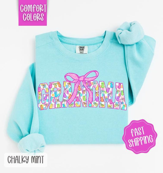 Easter Peep Grandma Comfort Colors Sweatshirt, Cute Easter Women's Crewneck, Trendy Grandma Sweater, Gift for Her