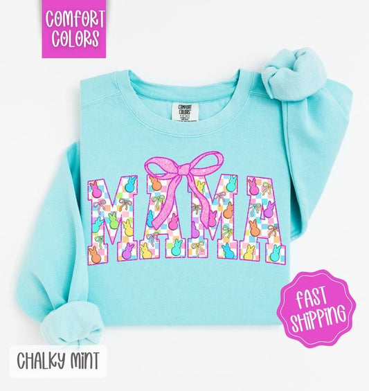 Easter Peep Mama Comfort Colors Sweatshirt, Cute Easter Women's Crewneck, Trendy Mom Sweater, Gift for Her