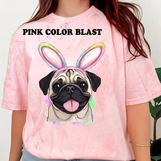 Easter Pug Shirt ~ Unisex Apparel Relaxed Fit Printed In The USA Clothing Womenswear Casual Comfort Cotton Top Athletic Boho Chic