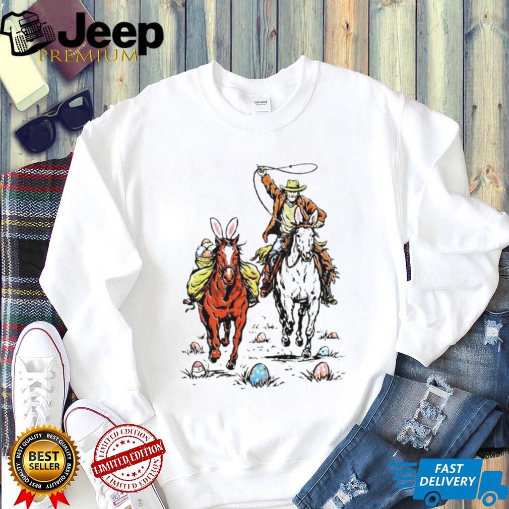 Easter Rodeo Cowboy and Bunny Horses Western T Shirt