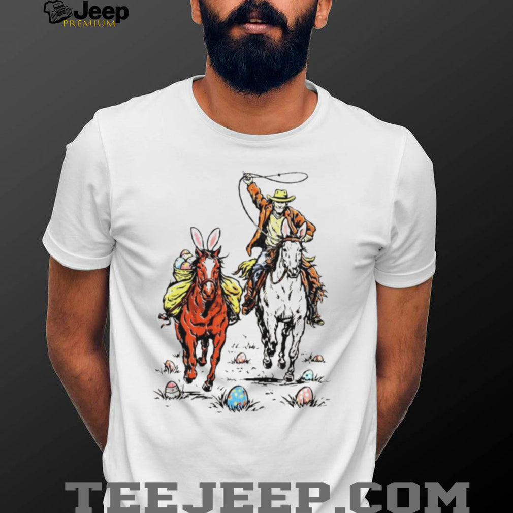 Easter Rodeo Cowboy and Bunny Horses Western T Shirt