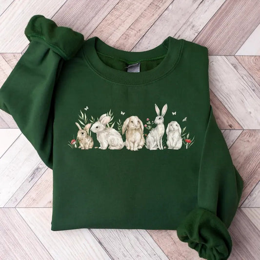 Easter Sweatshirt, Vintage Rabbit Easter Shirt, 2025 Easter Day Shirt, Bunny Easter Sweater, Easter Gift, Easter Family Sweater