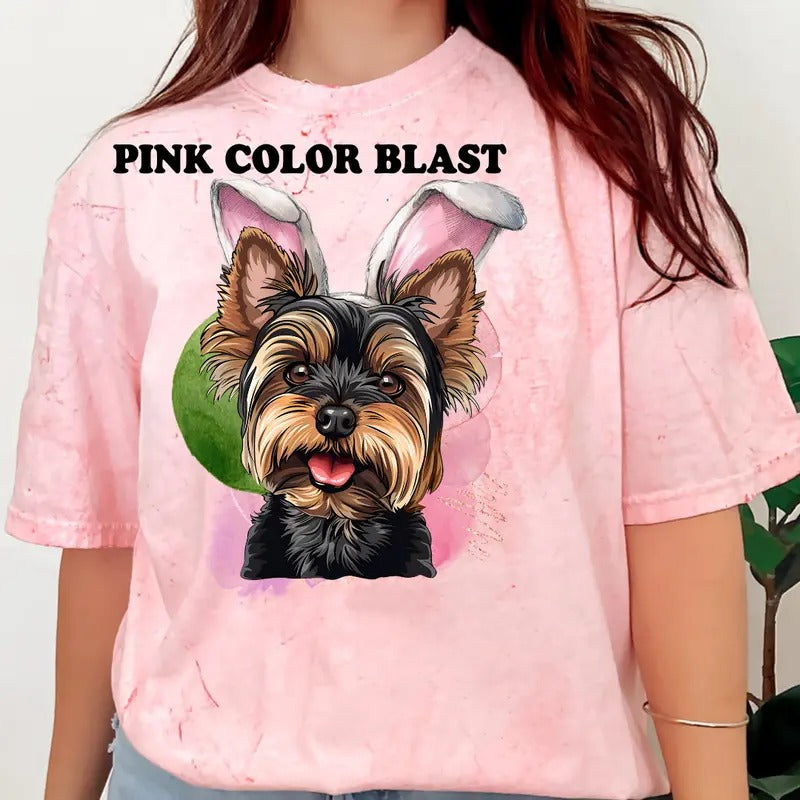 Easter Yorkie Dog Shirt ~ Unisex Apparel Relaxed Fit Printed In The USA Clothing Womenswear Casual Comfort Cotton