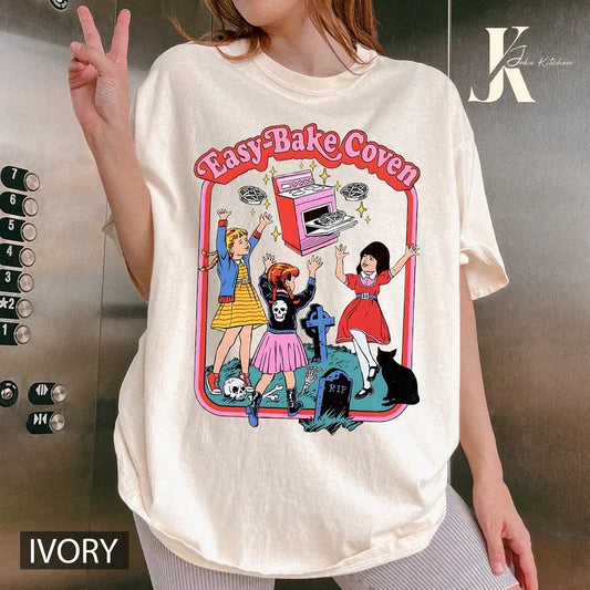 Easy Bake Coven Shirt Comfort Colors Shirt, 90s Horror Movie Fan Oversized Tshirt, Retro Comfort Halloween Tee, Halloween Gifts, Plus Size Halloween Shirt, Witchy Vibes