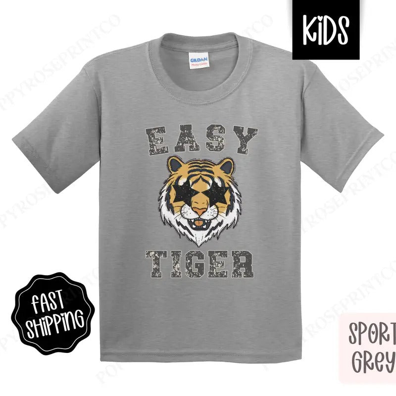 Easy Tiger Kids Shirt - Cute Children's Tshirt - Youth Funny Tee Gildan