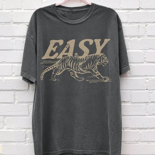Easy Tiger Tee UNISEX Vintage Inspired Shirt Trendy Tiger T Shirt Retro Festival Clothing Oversized Tee Boho Hippie Clothes