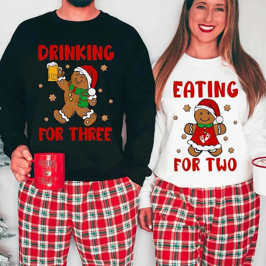 Eating For Two Christmas Couple Sweatshirt, Christmas Pregnancy Announcement Shirt, Baby Reveal Christmas Matching Parents Sweatshirt, Xmas Pregnant Mom Shirt, Parents To Be Sweatshirt, New Mom New Dad Shirt