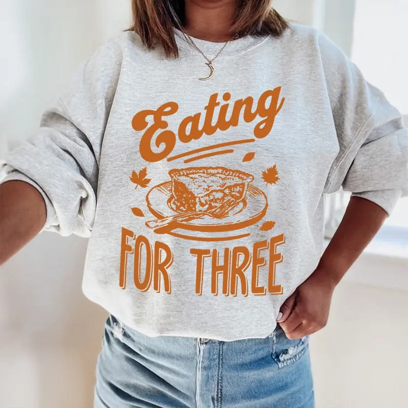 Eating for Three Pregnancy Announcement Sweatshirt, Twin Maternity Shirt