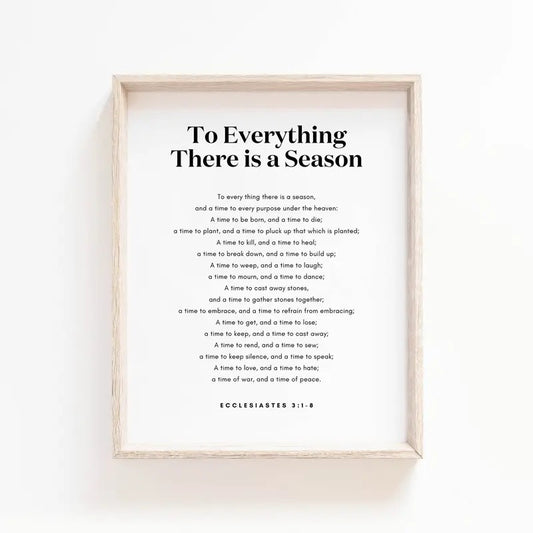 Ecclesiastes 3:1 8 Bible Verse Wall Art, Everything There Is A Season Print, Scripture Poster For Christian Home, Gifts...
