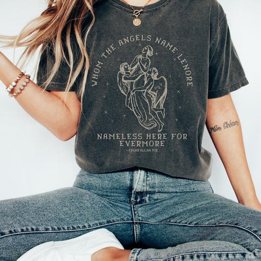Edgar Allan Poe Dark Cottagecore Angel Shirt Grunge Fairycore Edgar Allen Poe Bookish Shirt Y2k Shirt Dark Academia Shirt Gothic Clothes