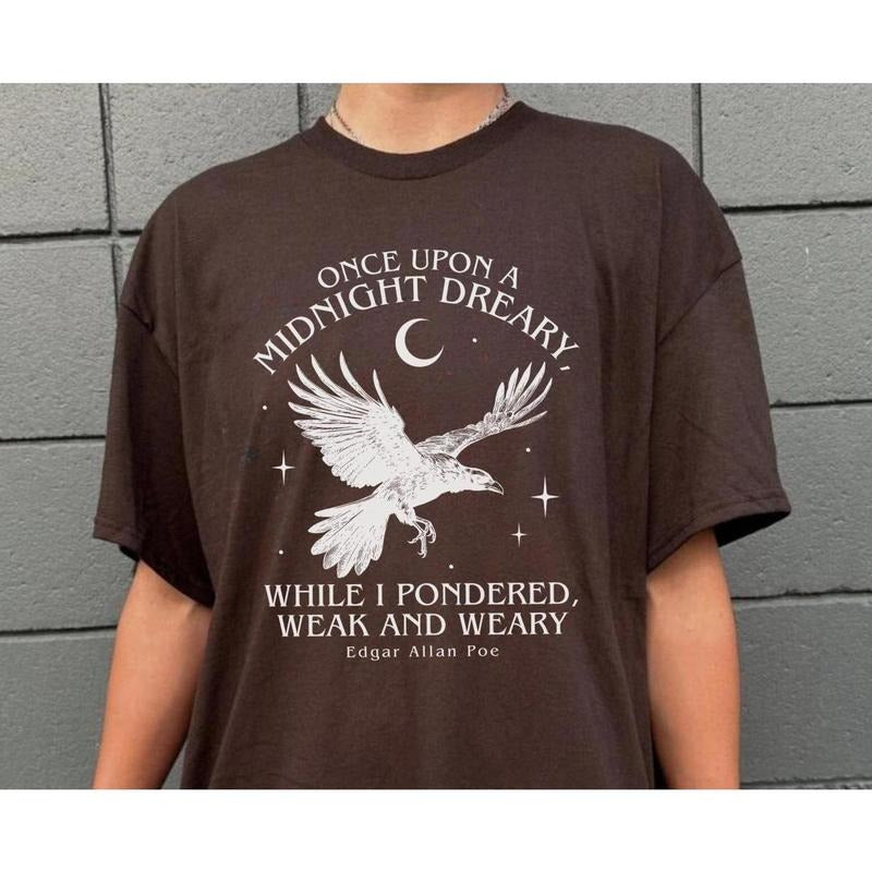 Edgar Allan Poe Poem Shirt, Dark Academia Raven TShirt, Vintage Literature Shirt, Bookish Merch Reading Shirt, Book Nook, Book