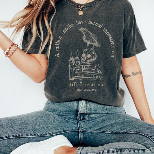 Edgar Allan Poe Skull Shirt Poet Shirt Bookish Shirt Dark Academia Shirt Dark Cottagecore Poe T Shirt  Raven Shirt Goth Shirt