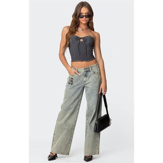 Edikted Women's 16 Vintage Acid Wash Jeans