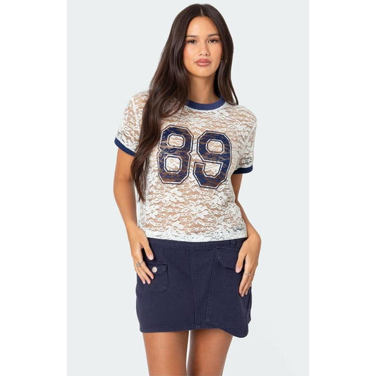 Edikted Women's 89 Sheer Lace T Shirt