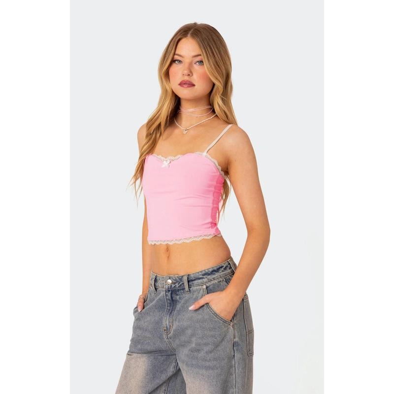Edikted Women's Alara Lace Trim Tank Top