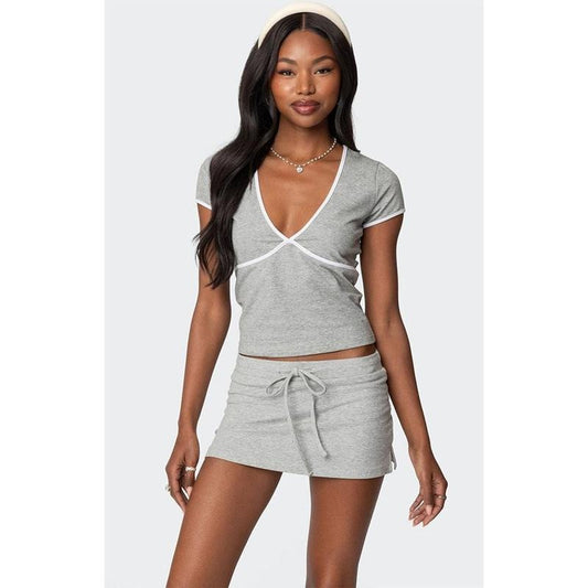Edikted Women's Alicia Contrast V Neck Top