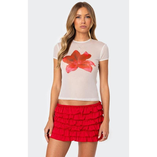 Edikted Women's Aloha Sheer Mesh T-Shirt