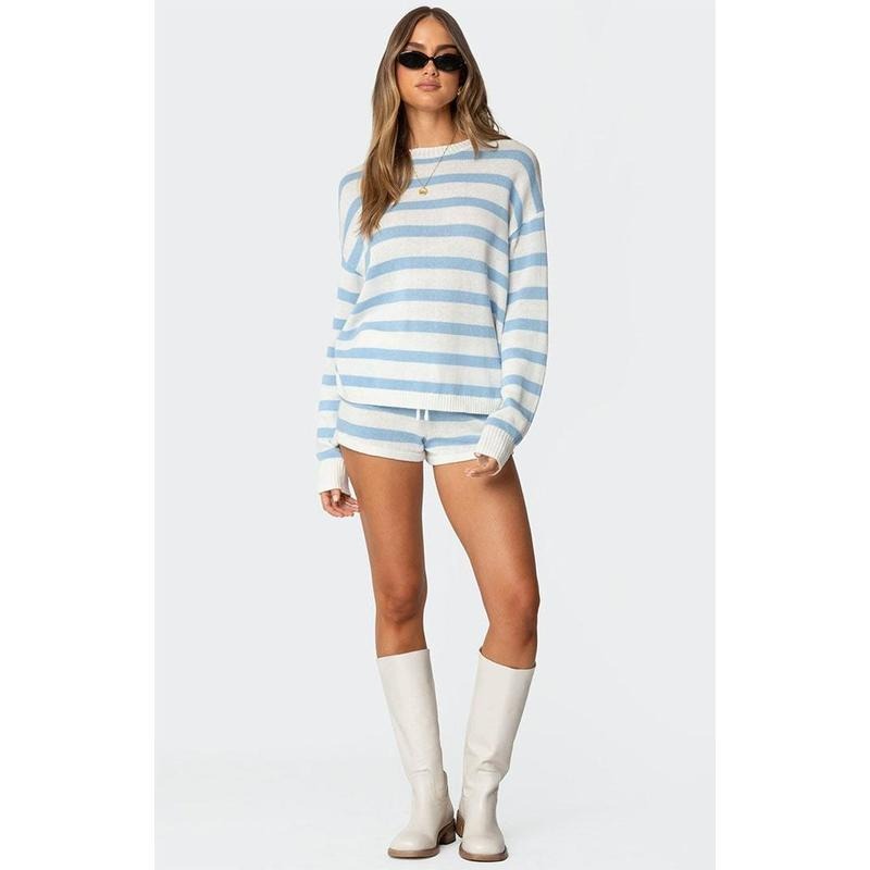 Edikted Women's Amaris Striped Knit Shorts