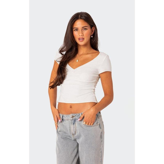 Edikted Women's Ava V Neck Ruched Top