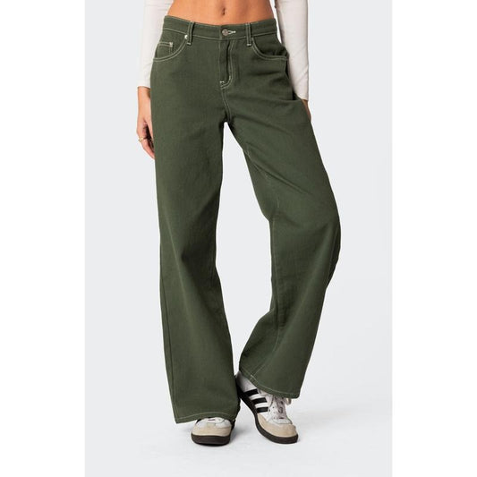 Edikted Women's Brenda Low Rise Carpenter Jeans