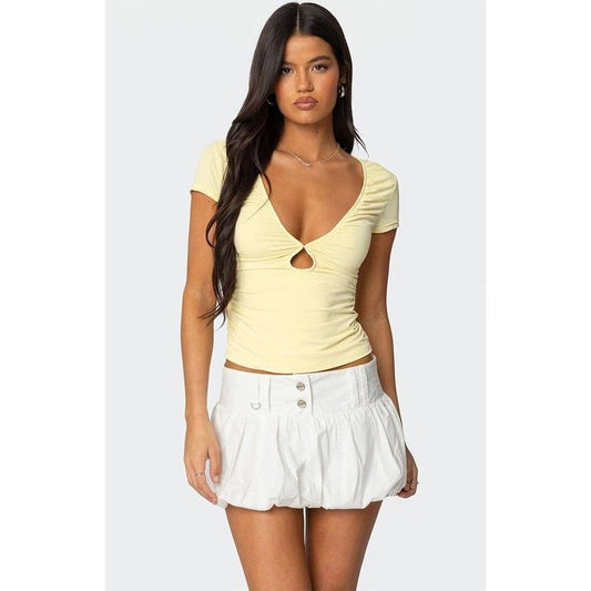 Edikted Women's Burkley Keyhole Gathered Top