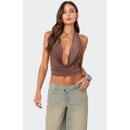 Edikted Women's Deep Cowl Neck Open Back Topstyle{n002}2