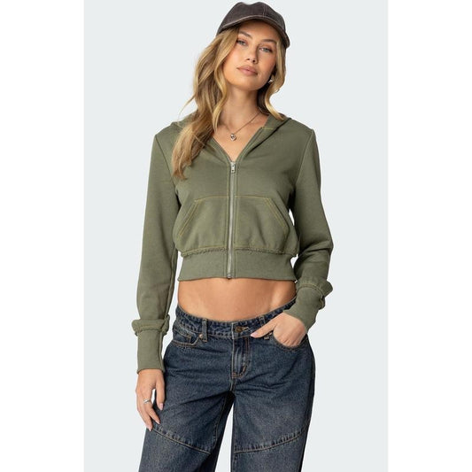 Edikted Women's Distressed Stitch Cropped Hoodie