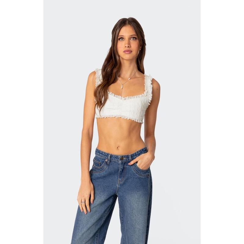 Edikted Women's Fairytale Lacey Crop Top