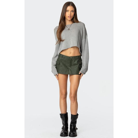Edikted Women's Faux Leather Cargo Micro Skort - Multicolor