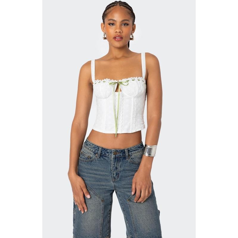 Edikted Women's Garden Girl Ribbon Eyelet Corset