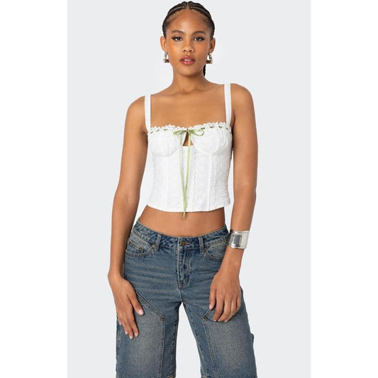 Edikted Women's Garden Girl Ribbon Eyelet Corset
