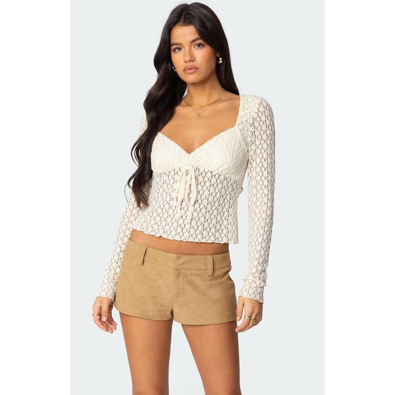 Edikted Women's Laila Textured Lacey Top