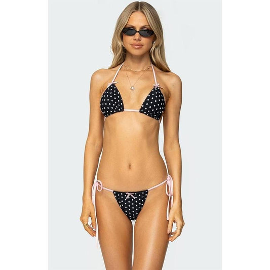 Edikted Women's Leigh Polka Dot Triangle Bikini Top
