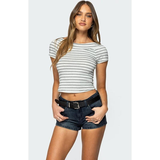 Edikted Women's Lihi Striped Boat Neck Top