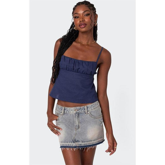 Edikted Women's Linen Look Open Back Top