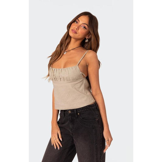 Edikted Women's Linen Open Back Tank Top
