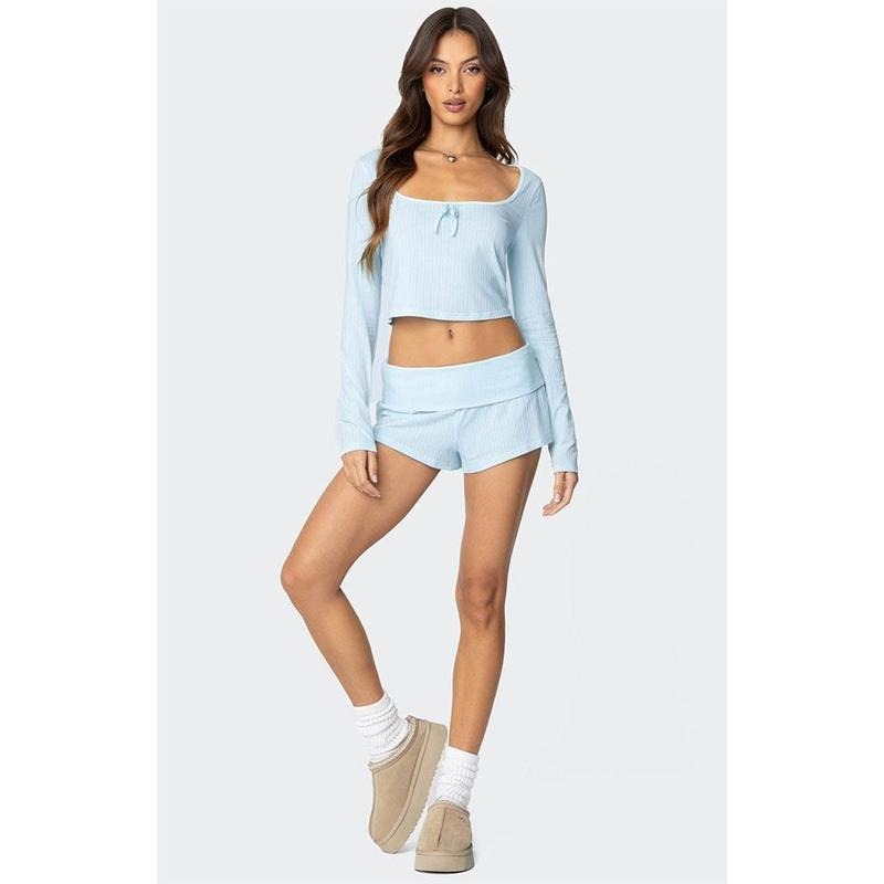 Edikted Women's Lucilla Fold Over Ribbed Shorts