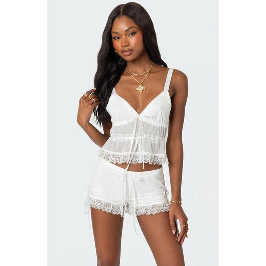 Edikted Women's Marielle Sheer Ribbon Tank Top