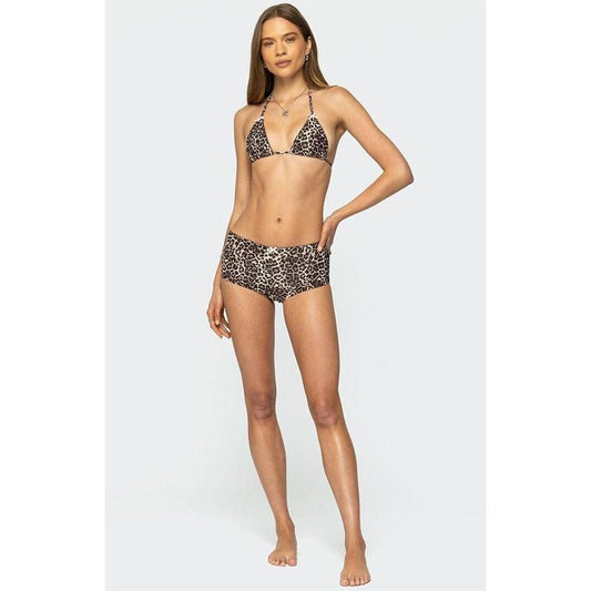 Edikted Women's Mich Leopard Boyshort Bikini Bottoms